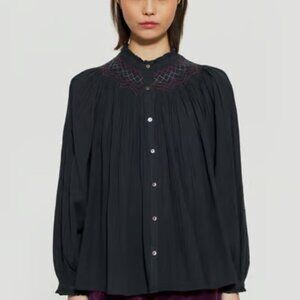 Antik Batik Daya smocked cotton-gauze blouse